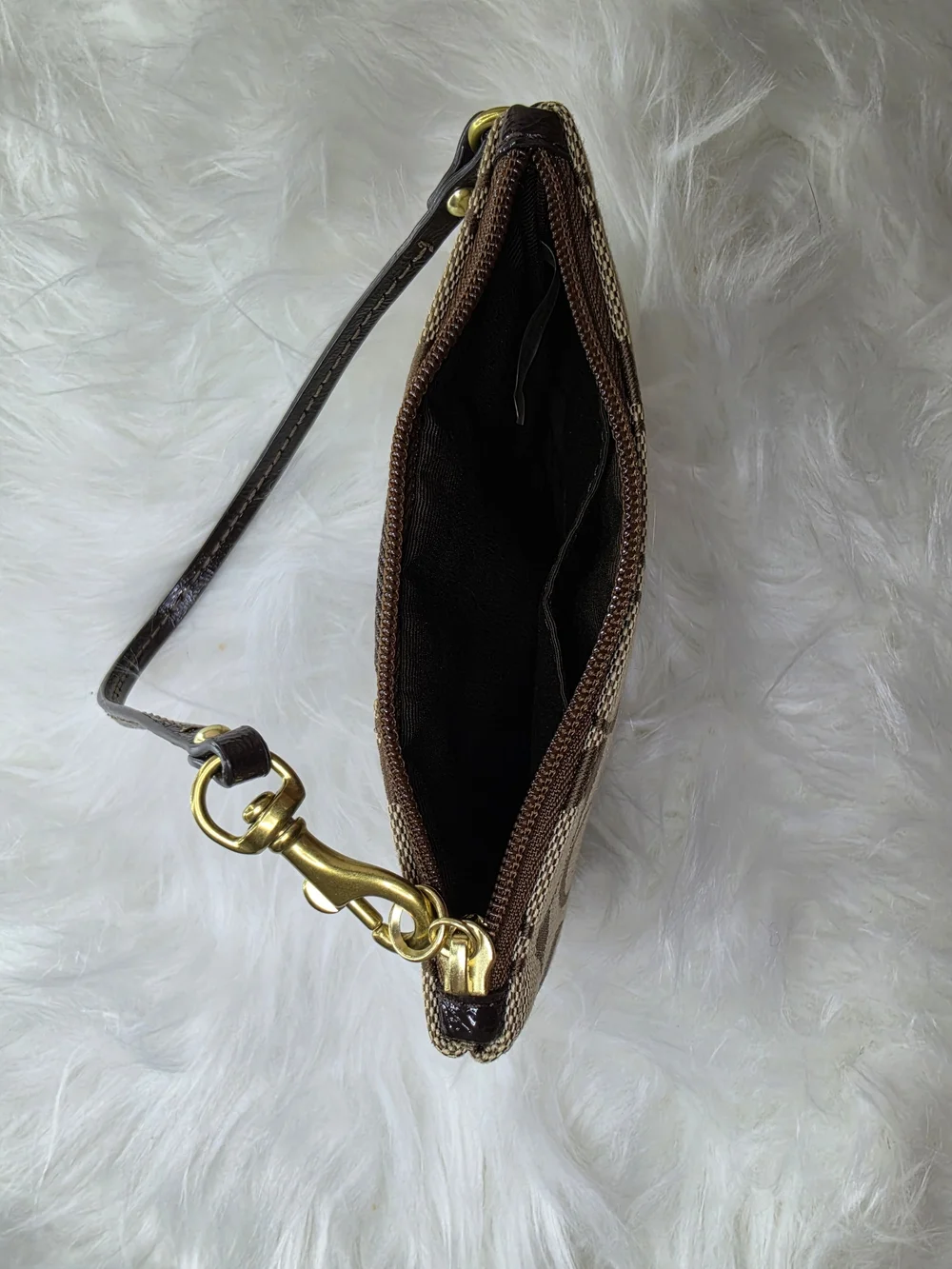 Coach Signature Canvas Wristlet in Brown